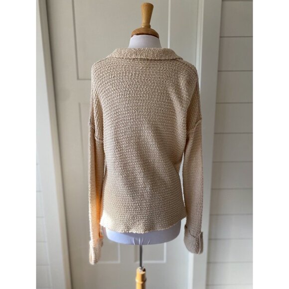 BKE Collared Cream Sweater Top Small - Picture 5 of 6
